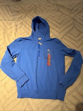 Moschino Blue Kids Hoodie with Red Tag Detail